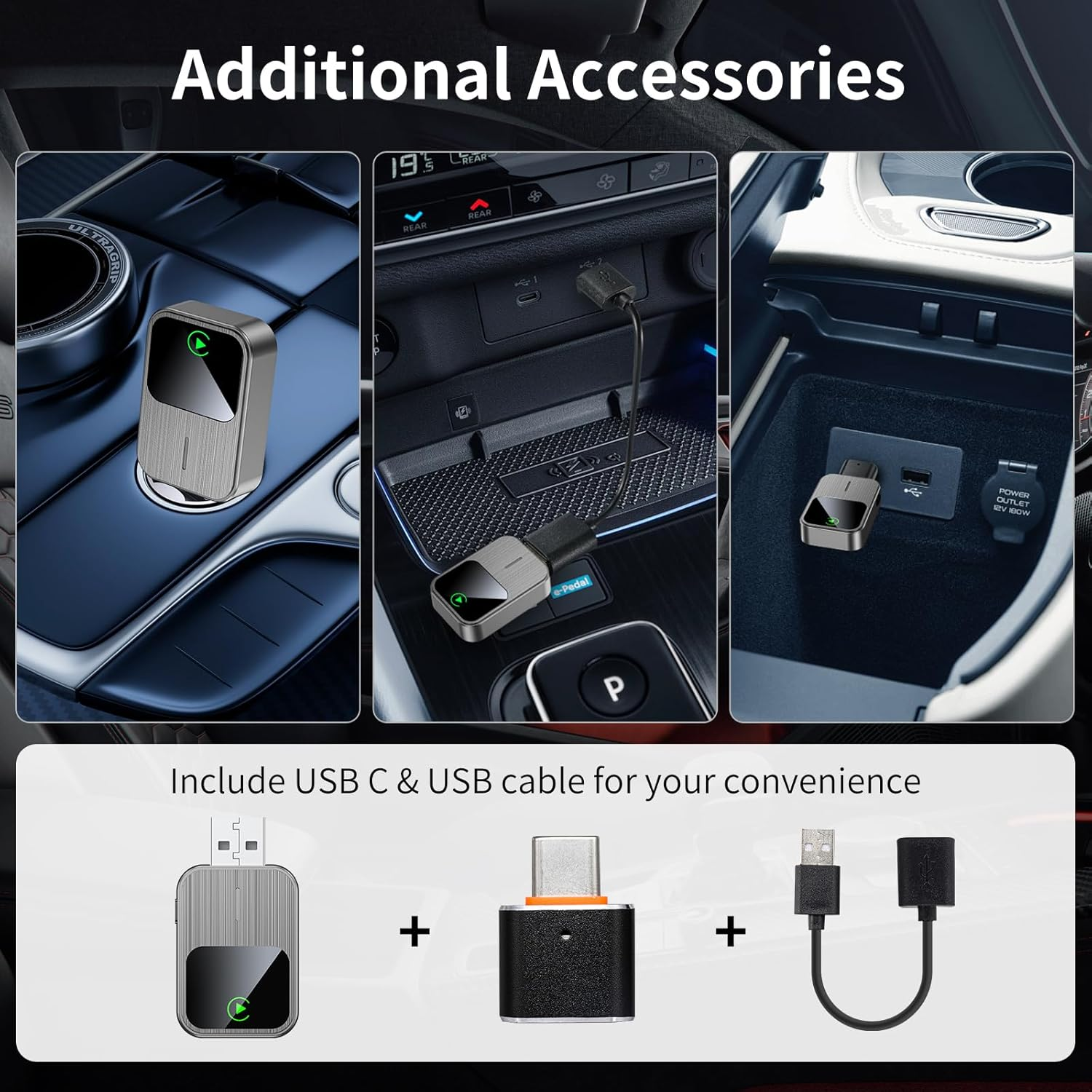 Wireless Carplay Adapter - Convert Wired to Wireless Carplay, Plug & Play Auto Connect for Iphone, Compact Mini Size with Reset Button for Cars from 2016 & for Apple Iphone Ios 12+ - Grey image number 2