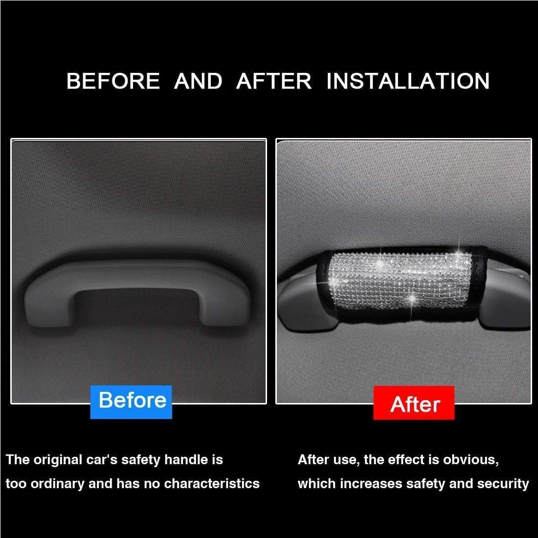 Crystal Diamond Car Door Handle Cover - Rhinestone Handcraft Door Handle Cover Car Accessories for Women, Lady - Universal Fit，1Pcs (Silvery, One Size)