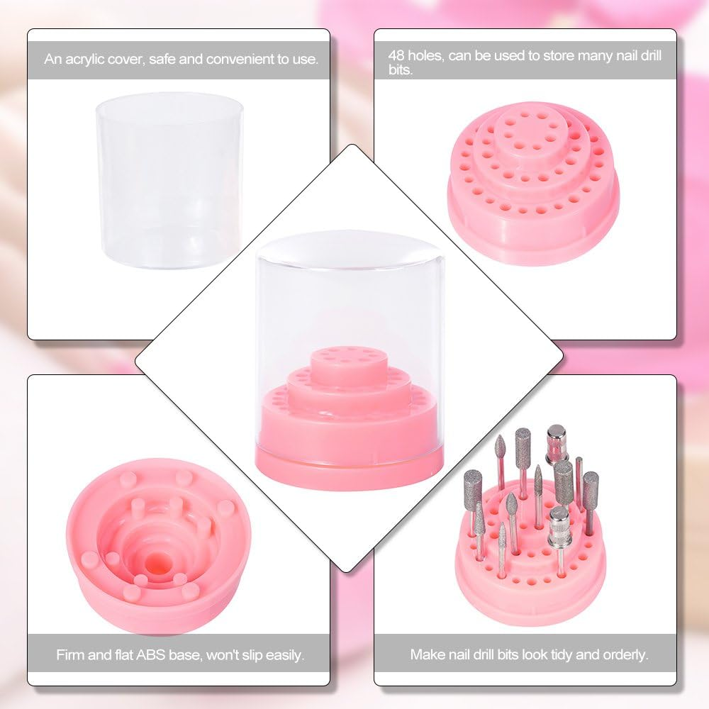 Nail Drill Bit Holder Stand Displayer Organizer Co Ainer 48 Holes Nail Tools Acrylic Cover image number 6