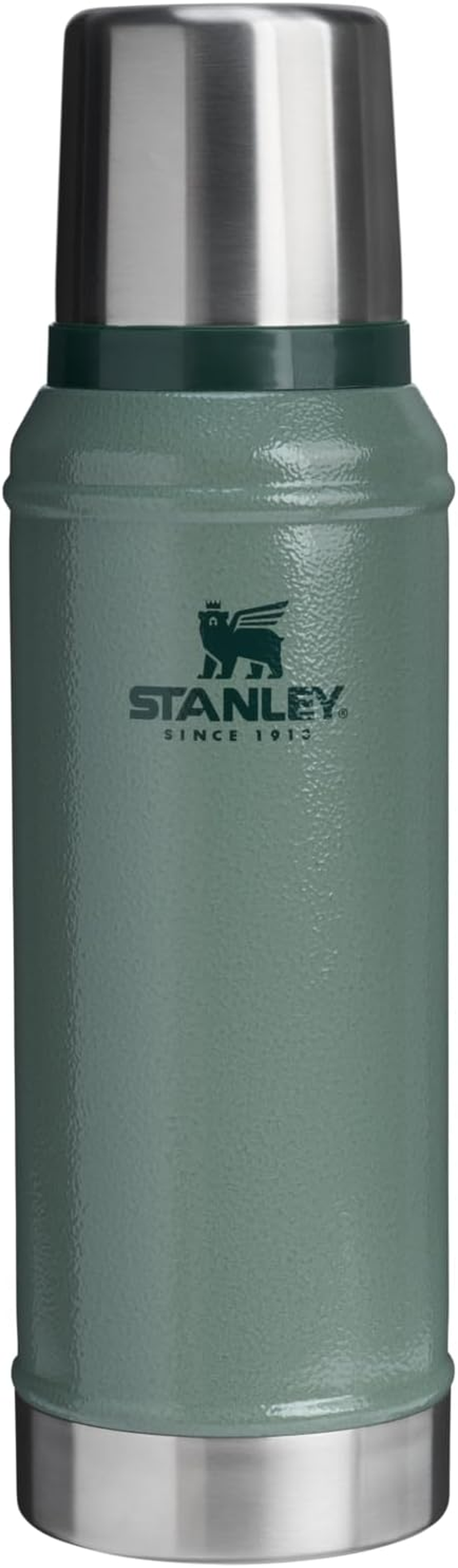Stanley Legendary Classic Vacuum Bottle 1.0 Qt | Wide Mouth with Leakproof Cup Lid | Keep Drinks Hot or Cold | Packable for Travel | Insulated Stainless Steel Thermos | Bpa-Free | Hammertone Green