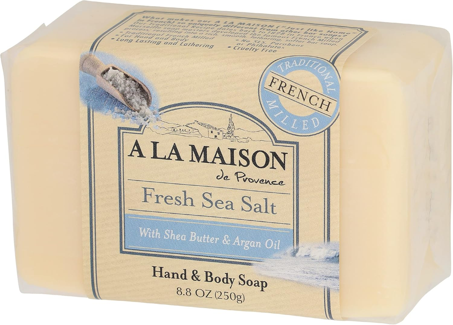 A La Maison - Traditional French Milled Bar Soap Fresh Sea Salt - 8.8 Oz. image number 1