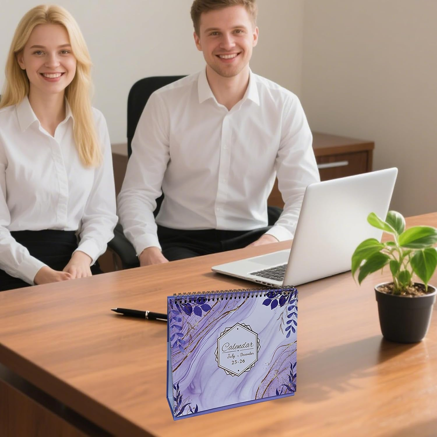 Aesthetic Small Desk Calendar 2025.07-2026.12, 18Month Use July 2025 to Dec 2026, Standing Flip Desktop Calendar, Colorful Monthly Desk Easel Calendar, Compact Size, Perfect for Easy and Effective Organizing (Purple Marble) image number 4