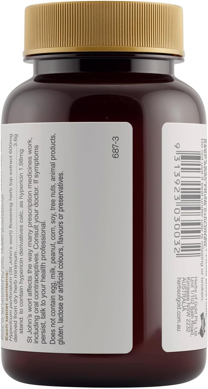 Herbs of Gold Extra Strength St Johns Wort 3600 30 Tablets, 30 Count