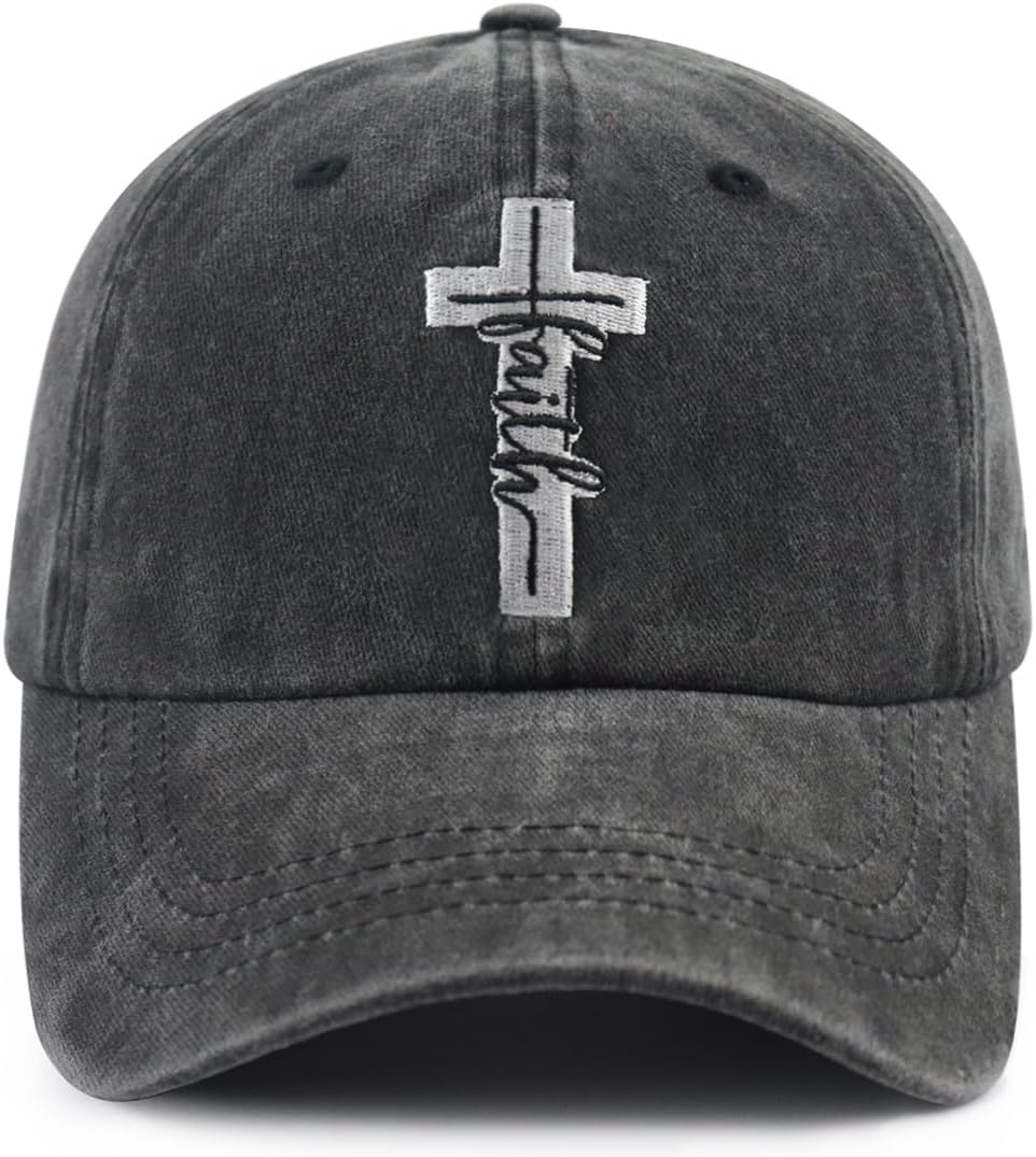 Jesus Cross Hat for Men Women, Funny Adjustable Cotton Embroidered Christian Religious Faith Baseball Cap