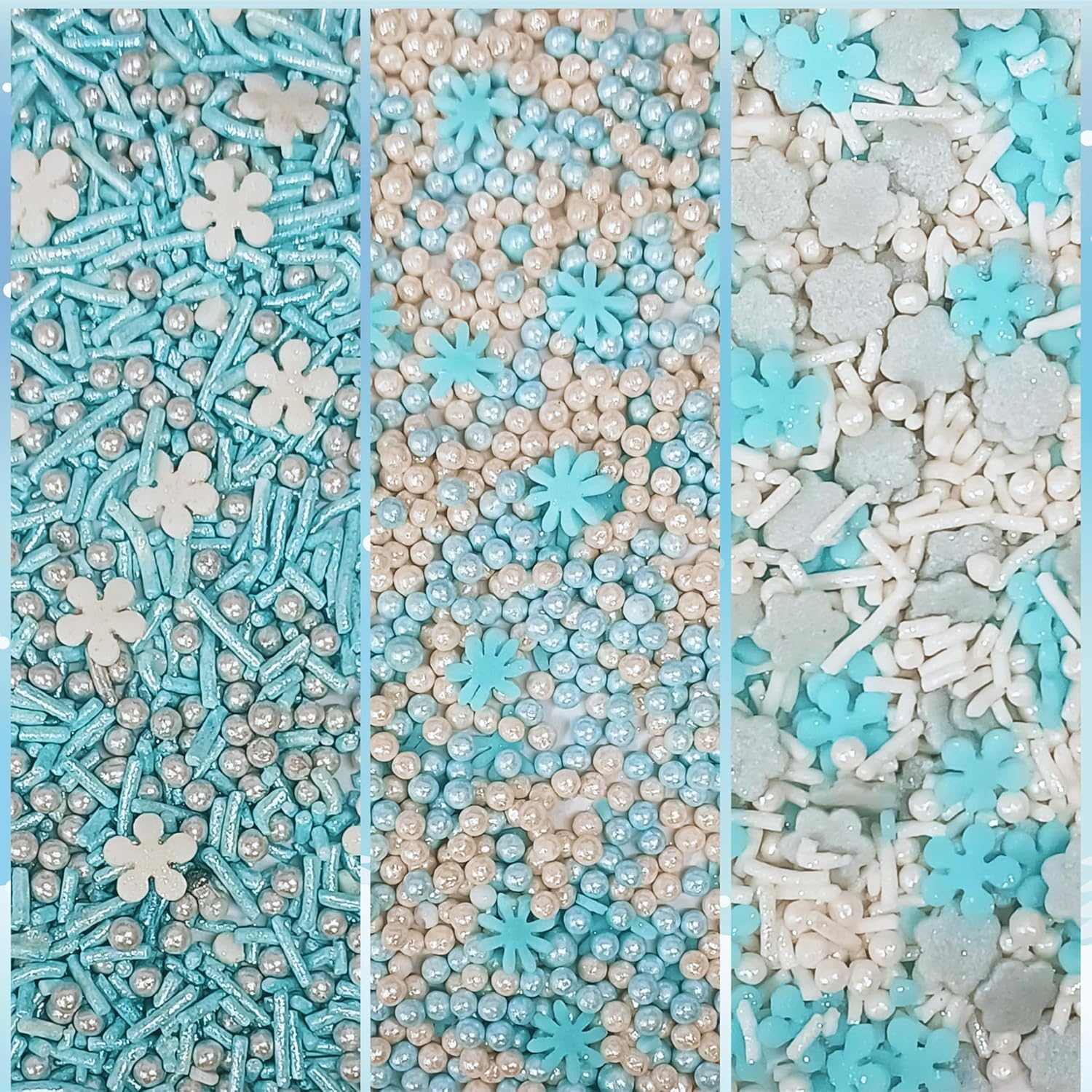 Confect Christmas Sprinkles | Mix Silver, Gold, White and Blue Flower & Snowflakes Cookie Sprinkles | Frozen Sprinkles & Sparkling Sugar | Sprinkles for Baking & Cake Decorative - 100Gms image number 5