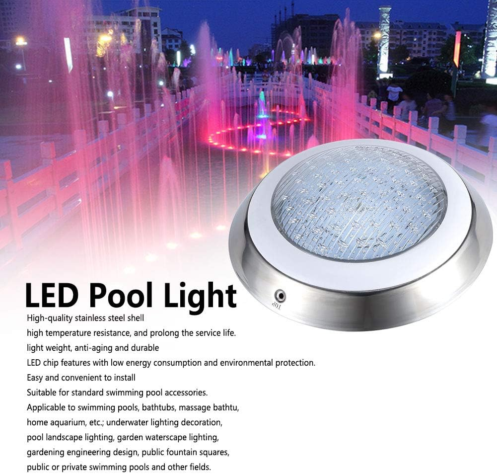 Underwater Light 18W RGB LED Lamp, 12V Stainless Steel, Colorful for Swimming Pool Spa Fountain - High Temperature Resistance, Easy Installation, Durable Pool Landscape Lighting image number 6