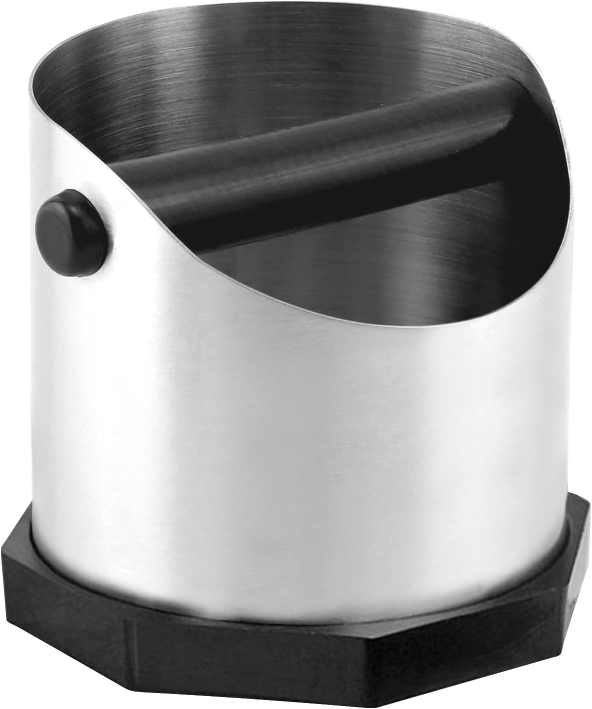 Espresso Knock Box with Rubberized Bar and Anti-Slip Base Durable Stainless Steel Coffee Espresso Grounds Knock Box Espresso Machine Accessories for Home Barista Coffee Grounds Disposal, Silver, 750Ml
