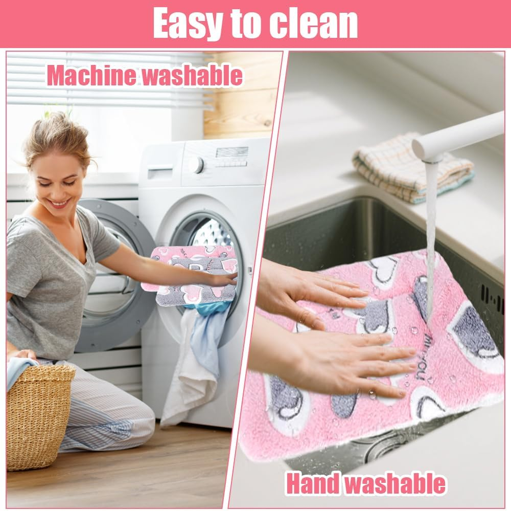 Pack of 2 Plush Bed for Small Animals, 32 X 25 Cm, Small Animal Plush Bed, Rodent Rug, Rabbit, Guinea Pig Accessories, Fluffy Bed Mat for Rabbits, Chinchilla, Squirrel, Guinea Pig image number 3