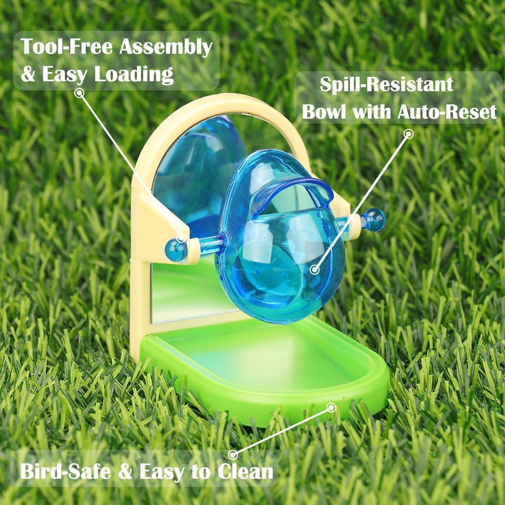 Treat Dispensing Feeder with Mirror for Parrot Bird Foraging Toy Intelligence Growth Cage Toys for Parakeet Cockatiel Conure African Grey(1Pc Random Color) image number 1