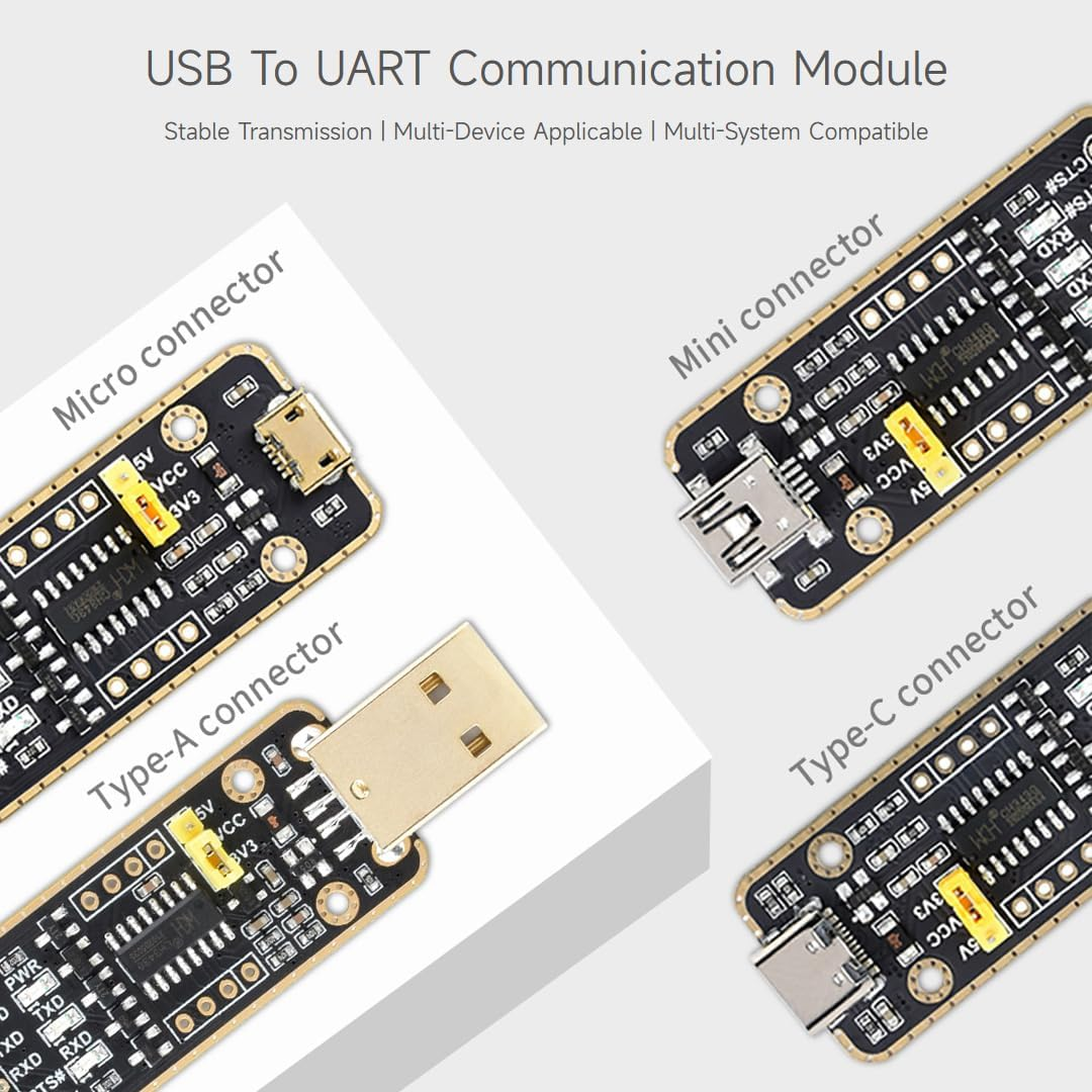 Waveshare USB to UART Communication Module High Baud Rate Transmission with Type-C Connectors Multi-Device Applicable Multi-System Compatible-Type-C Connectors - Ch343 Usb Uart Board (Micro) image number 2