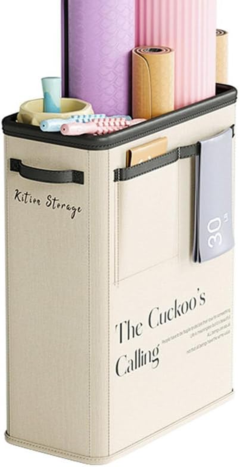 AIMALL Large Yoga Storage Basket with Wheels, 20.47"X15.35"X7.87" Foldable Storage Box for Home Gym Equipment and Sundries, Waterproof Fabric Organizer with Handles