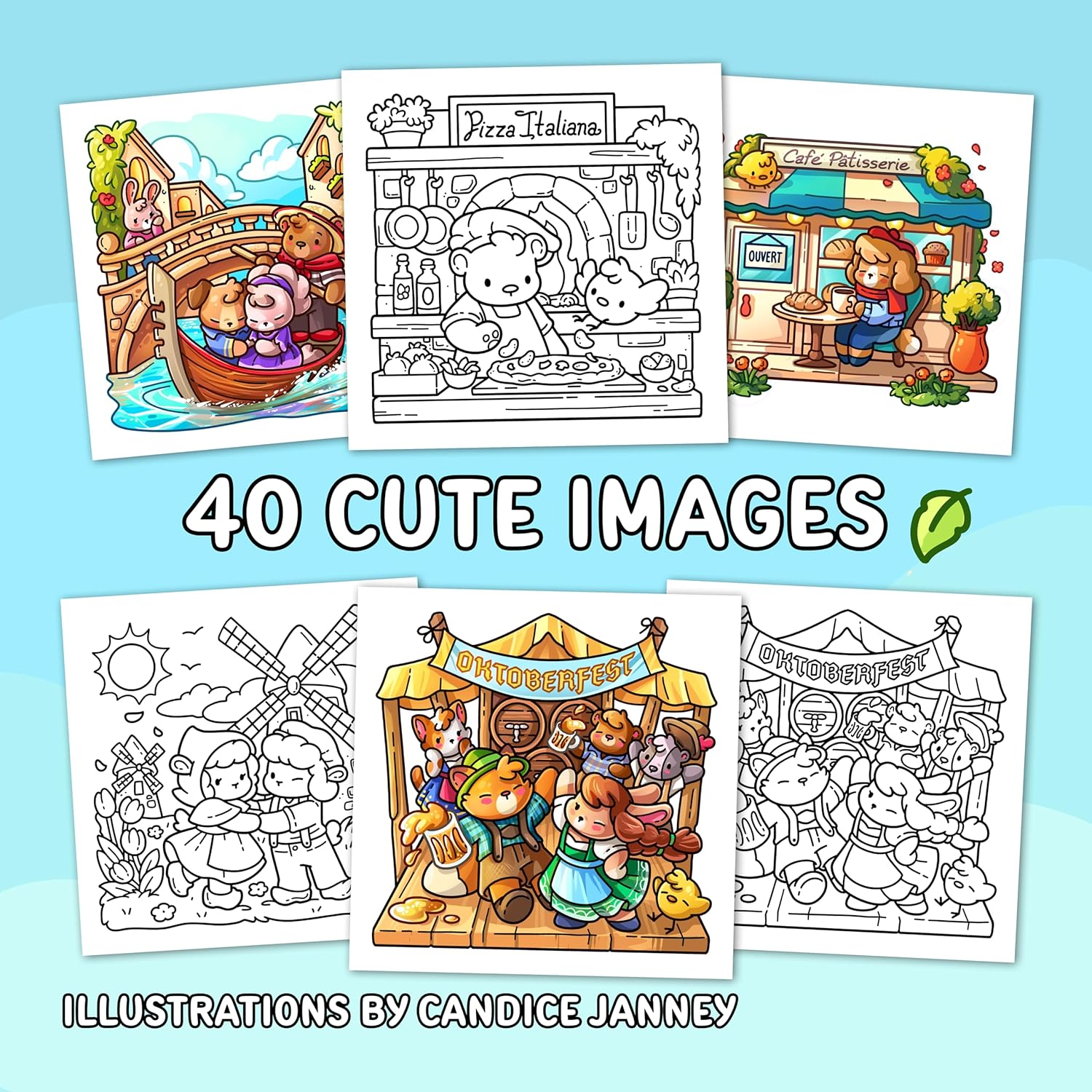 Cozy Europe: Cute Coloring Book for Adults and Teens with Charming Characters and Delightful European Scenes for Relaxation image number 1
