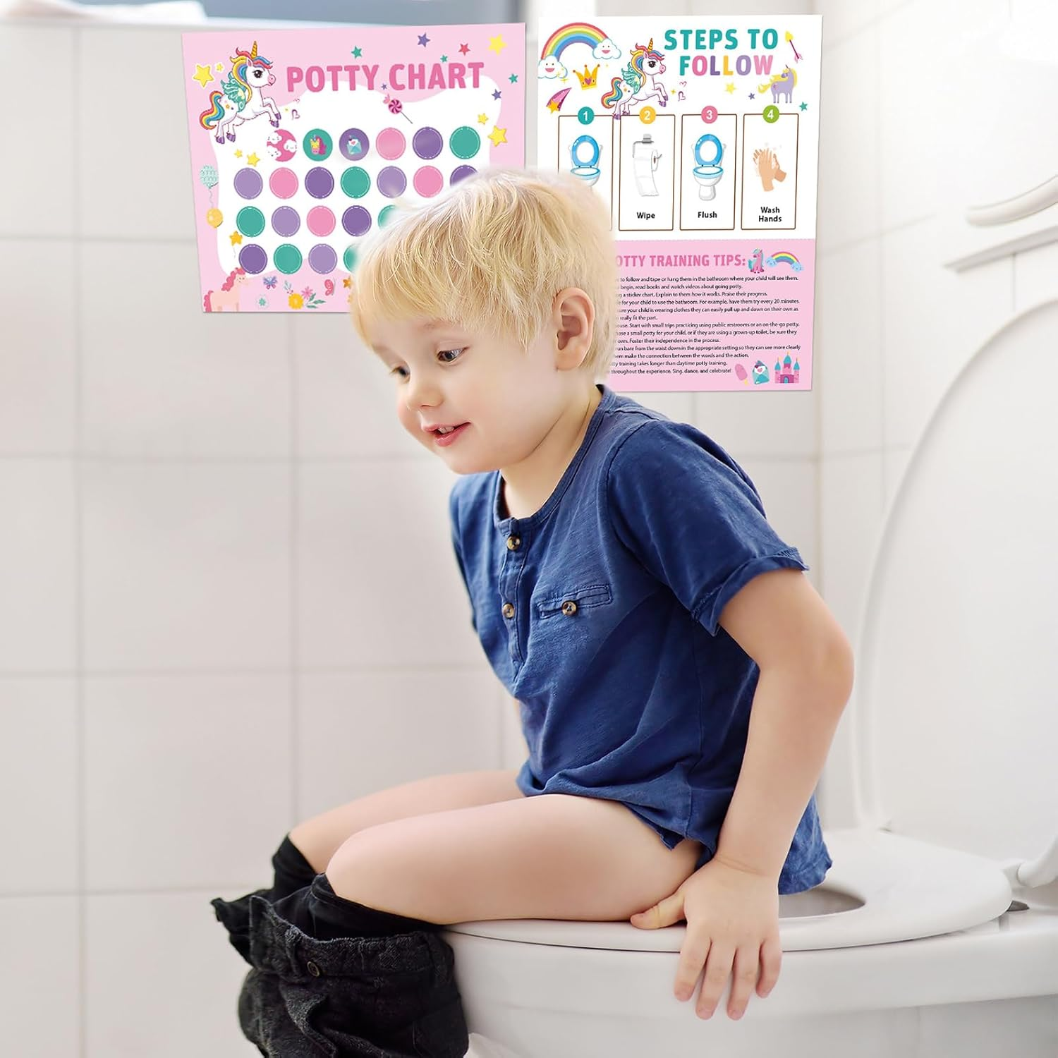 Potty Training Sticker Chart, Cartoon Potty Chart with Stickers, 15Pcs Potty Training Chart Potty Reward Toilet Sticker (Mermaid) image number 4