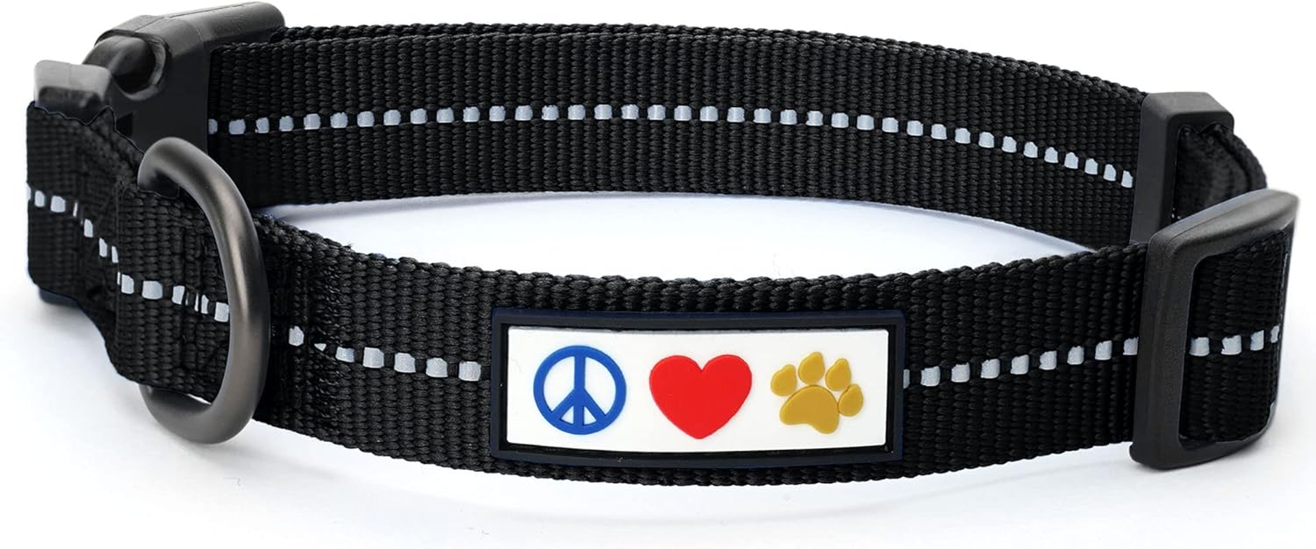 Pawtitas Extra Small XS Reflective Dog Collar - Black, Striped Nylon, Adjustable, Easy to Clean - Suitable for Small Dogs, Dog Training - Yorkie, Chihuahua, Maltese, Shih Tzu, Pomeranian