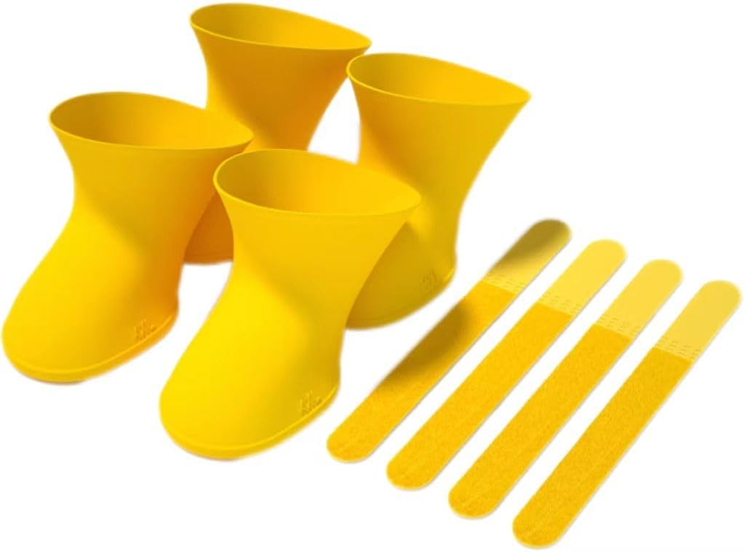 Silicone Pet Rain Boots, Cat and Dog Walking Shoe Covers, Foot Covers, Pet Outdoor Silicone Soft Soled Rain Boots, Foot Covers (Yellow, L)