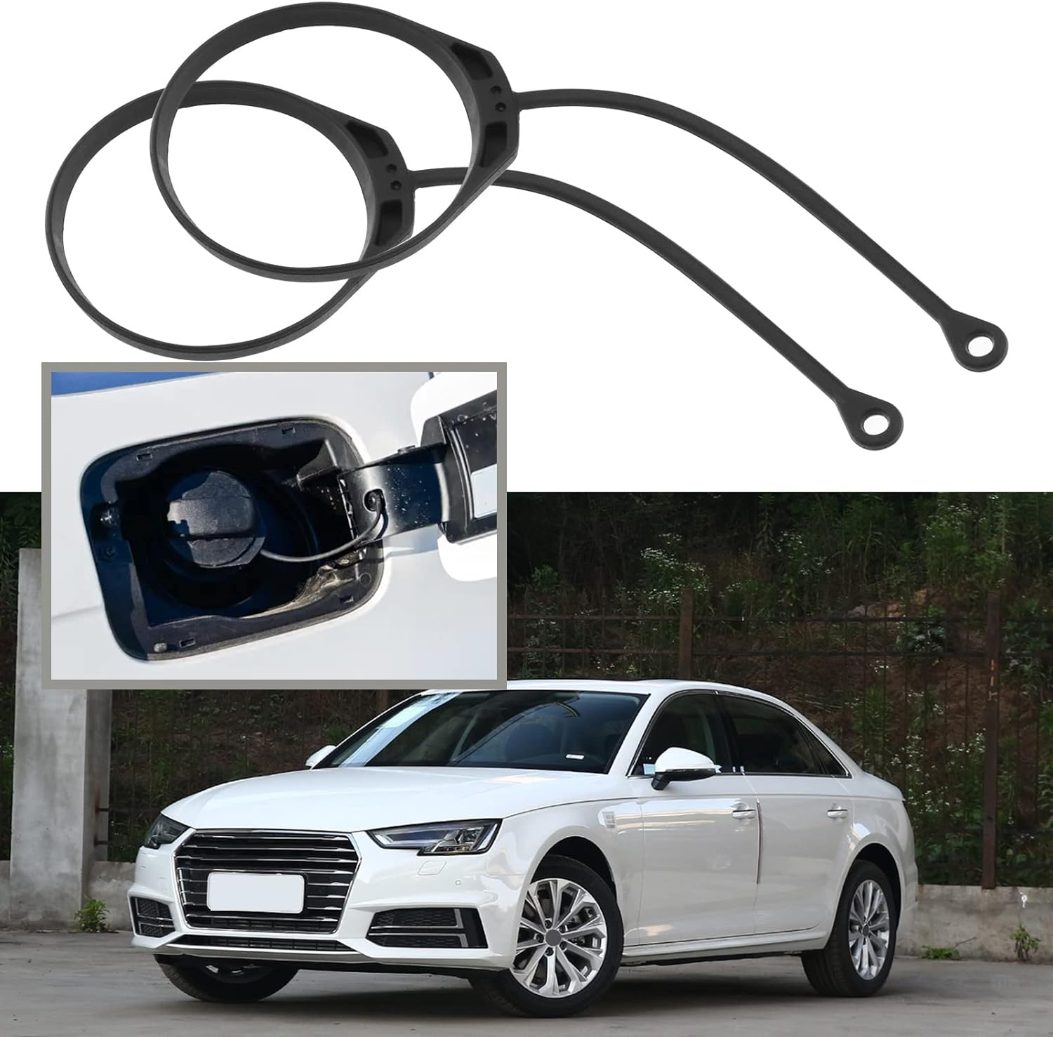 Ecsing 2X Fuel Tank Cap Rope Replacement 1H0201553B 1J0201550A Compatible with Audi A1/A2/A3/A4/A6/A8 Compatible with Jetta Oil Fuel Cap Line Plastic image number 1