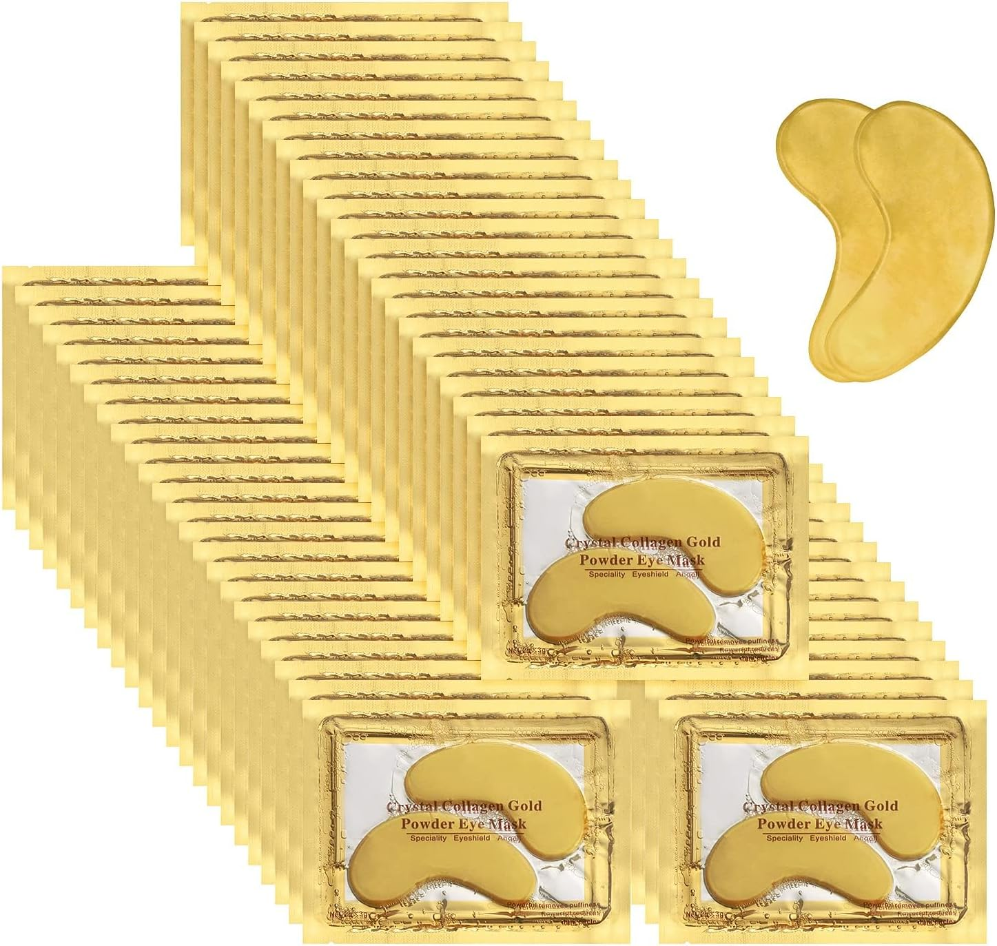 30 Pairs Gold under Eye Patches, under Eye Masks for Puffy Eyes, Dark Circles and Reducing Fine Lines, Collagen Eye Wrinkle Pads image number 5