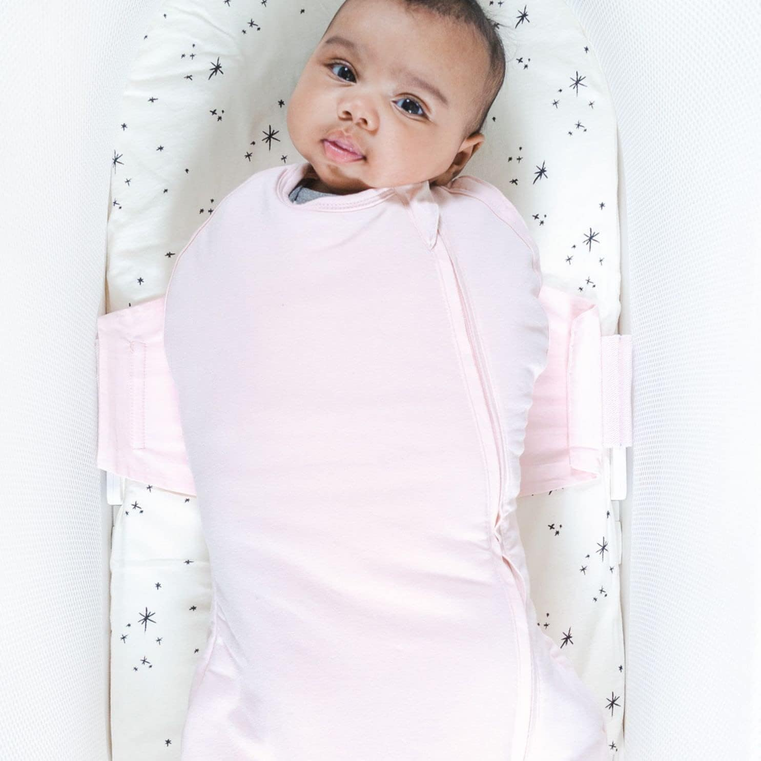 Happiest Baby SNOO Comforter Sleep Sack - 100% Organic Cotton Baby Swaddle Blanket - Doctor Designed Promotes Healthy Hip Development (Rose, Small) image number 5
