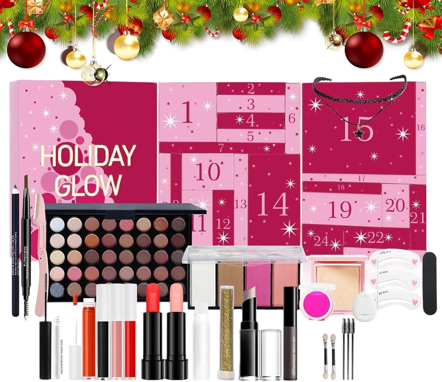 Beauty Christmas Countdown - 24 Days Advent Set 2025, Makeup Set Christmas Advent Calendar Gift Box, Cosmetic Boxes | for Women Teen Girls Birthday New Year Party Favors Wedding Office School Travel
