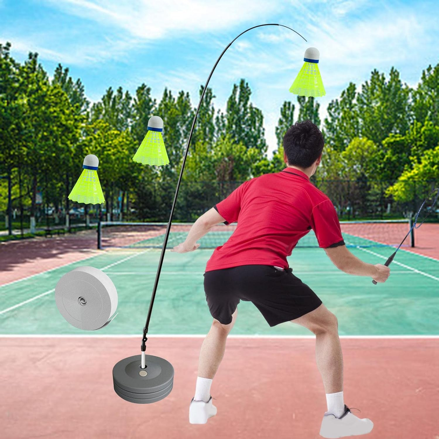 Zxpjkyu Sports Badminton Solo Exercise Equipment Portable Self-Practice Tool for Kids and Women