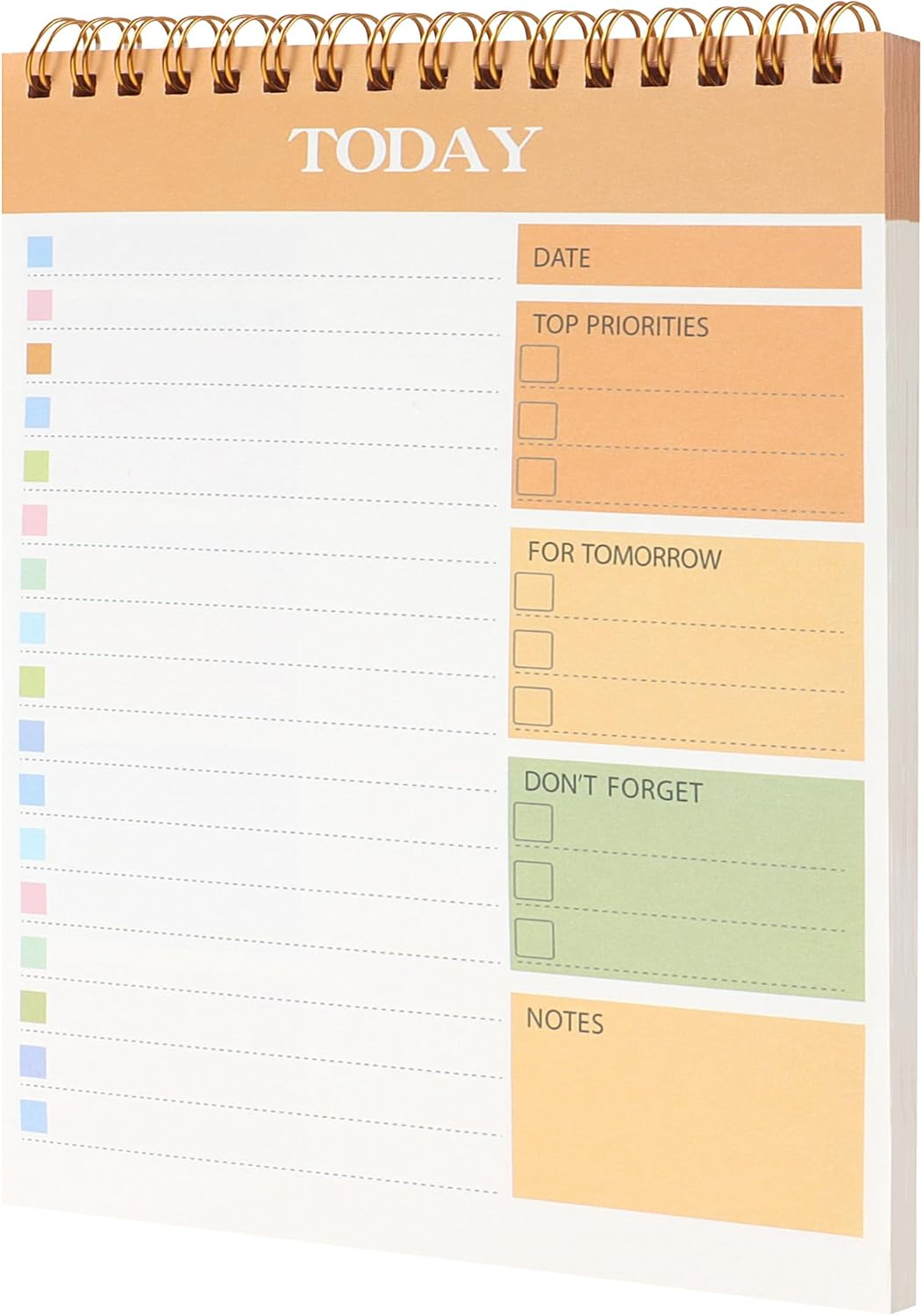 JUNART Daily Planner Notepad, 8.5"&times;5.7" to Do List Notepad Spiral Bound, Clear Cover Portable Daily Planner for Students,Commuters,Office,Home(Green)