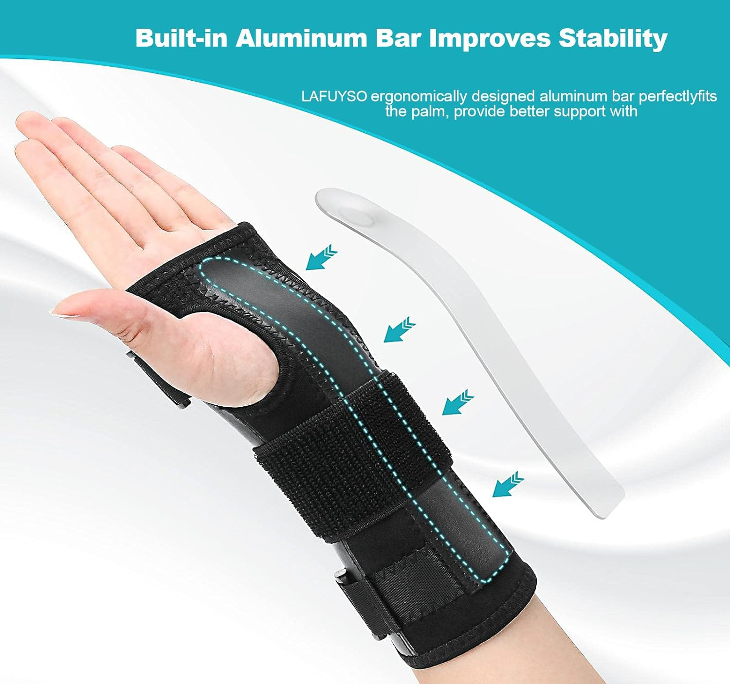 Wrist Splint for Carpal-Tunnel Syndrome, Adjustable Compression Wrist Brace for Right and Left Hand, Pain Relief for Arthritis, Tendonitis, Sprains image number 3
