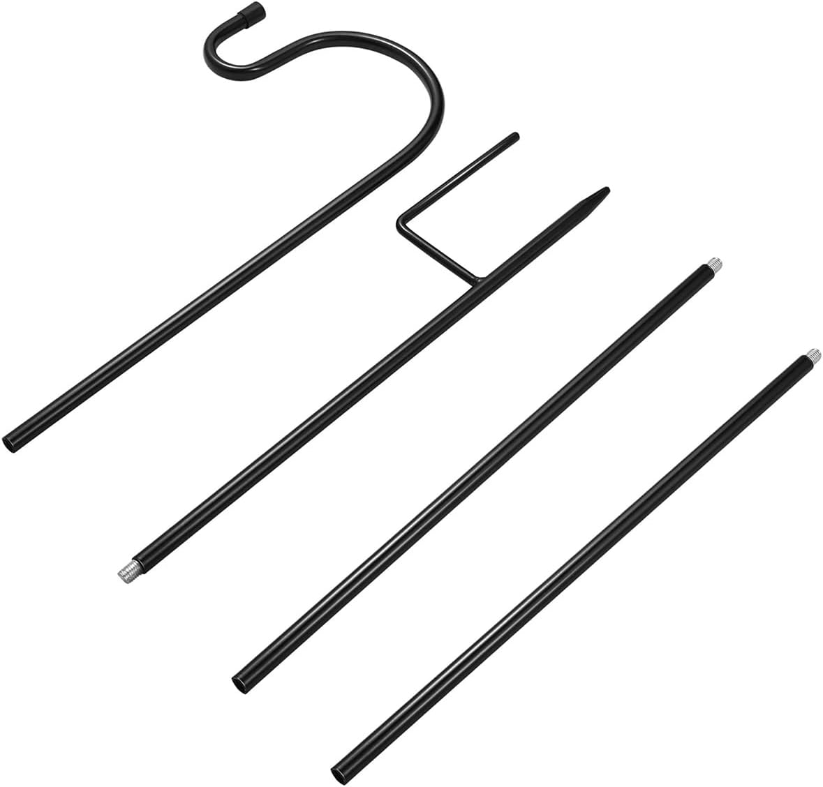 NUZAMAS 80Cm Shepherds Hooks for Lights - Adjustable Metal Stake Hangers, Heavy Duty Plant Hooks for Garden Weddings, Baskets, Lantern, Bird (4 Pack Black) image number 1