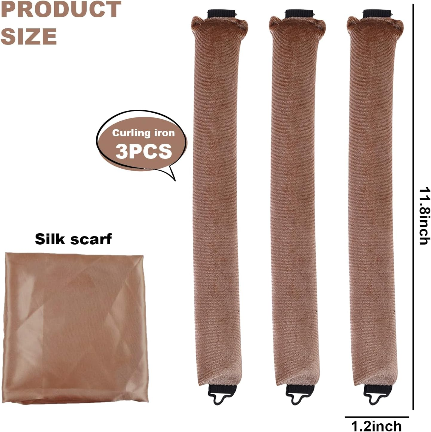 Pack of 3 Heatless Curls, Flexi Rods with Hooks, Overnight Curlers for Different Hair Types, Long and Short Hair image number 5