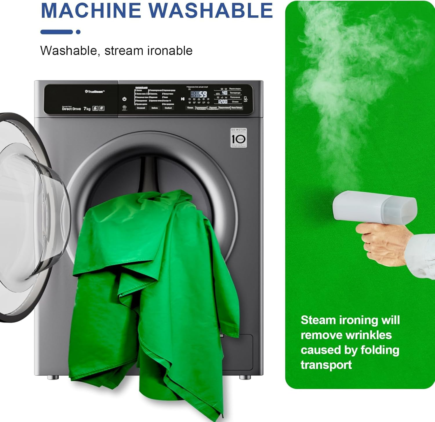 Studio Photography Backdrop 3X6M Chromakey Background, for Youtube Video Recording, Portrait Photography, Density Premium A+ Grade>200Gsm Synthetic Fabric Professional, with 8 Clips (Green-3&times;6M) image number 1