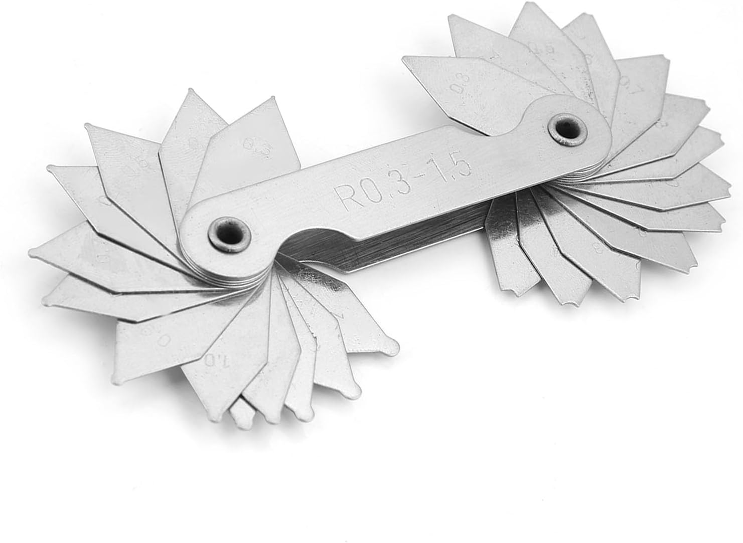 4 Pieces Stainless Steel Radius Fillet Measuring Tool Set for R0.3 1.5, R1 6.5, R7 14.5 and R15 25, Default image number 4