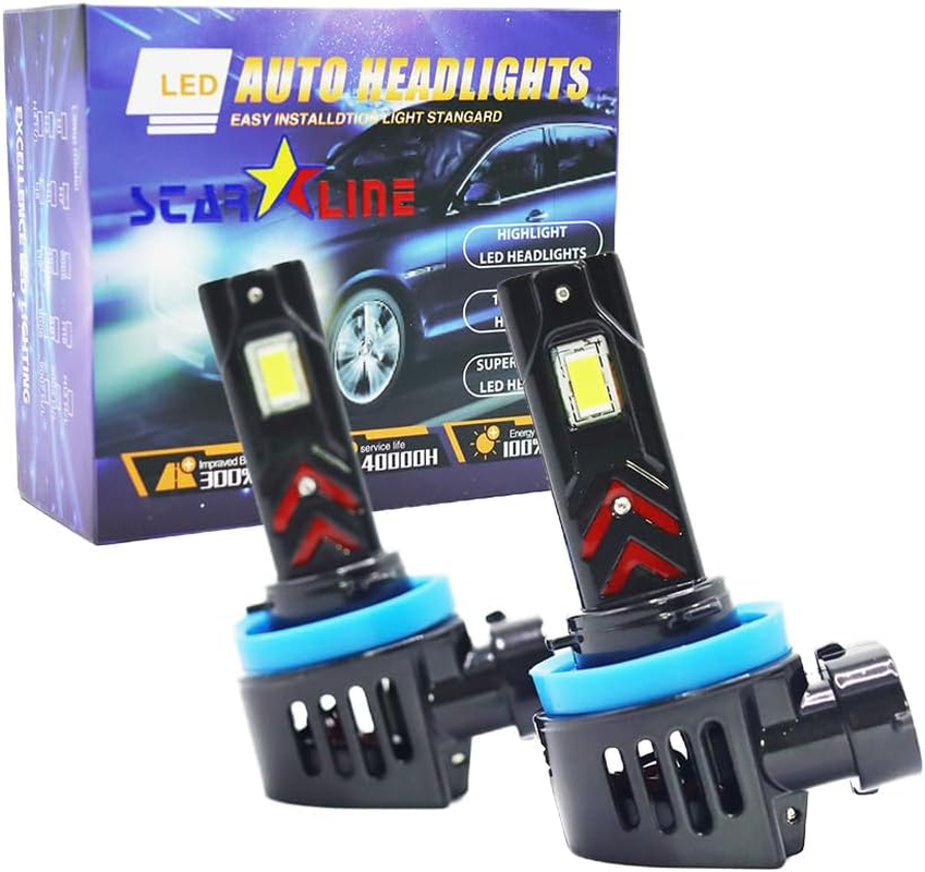 H11 H8 LED Bulb, 12000LM 6500K H11 H8 Bulb, 60W Low Beam Headligh Fog Light Bulbs, 1:1 Size Car Headlight Conversion Kit Cooling Fan 12000 RPM, IP68 Plug Play, Pack of 2 (H11 H8)