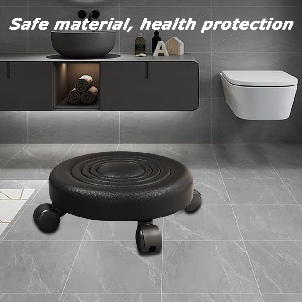 Rolling Stool with Wheels, Durable Metal Stool, Portable Step Stool, Minimalist Design for Home, Office, and Learning Space, Stylish Black Home Office Decor