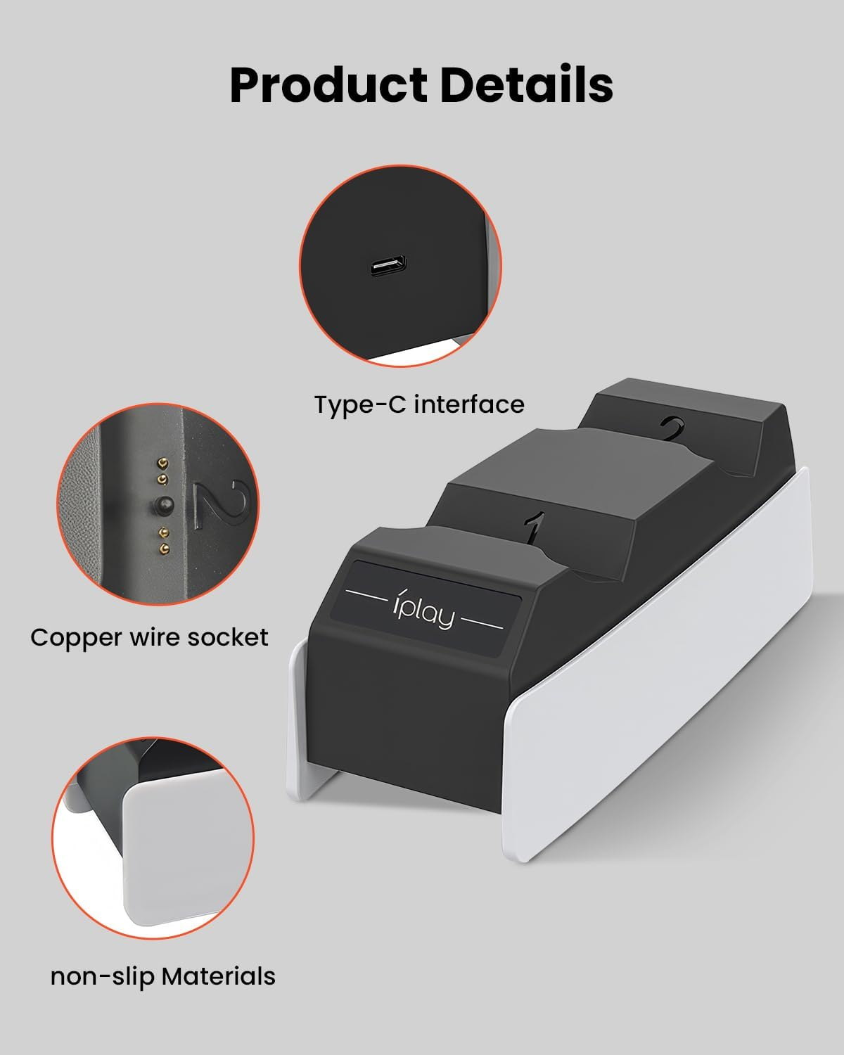 GEEKERA Controller Charger Station for PS5 - Fast Dual Charging Dock for Dualsense with Smart Security Protection, Wireless Accessories and Type-C Interface, Ideal Playstation 5 Charging Station image number 4