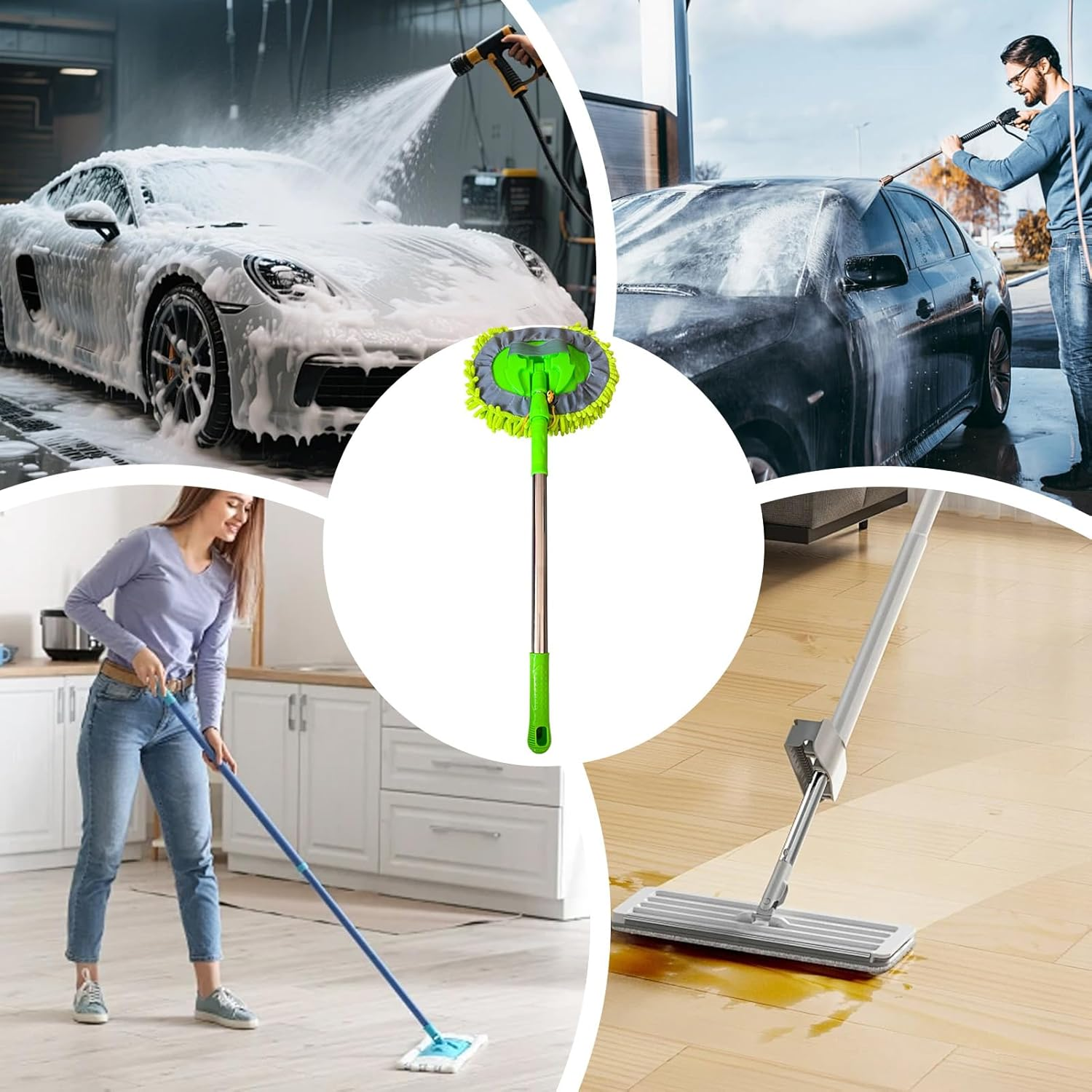 Moreeulsi Car Washing Brushes - Telescopic Car Window Cleaning Brush,Automotive Exterior Interior Washing Supplies, Anti-Slip Dust Remover Scrubber for Vehicle Sedan Motorcycle RV