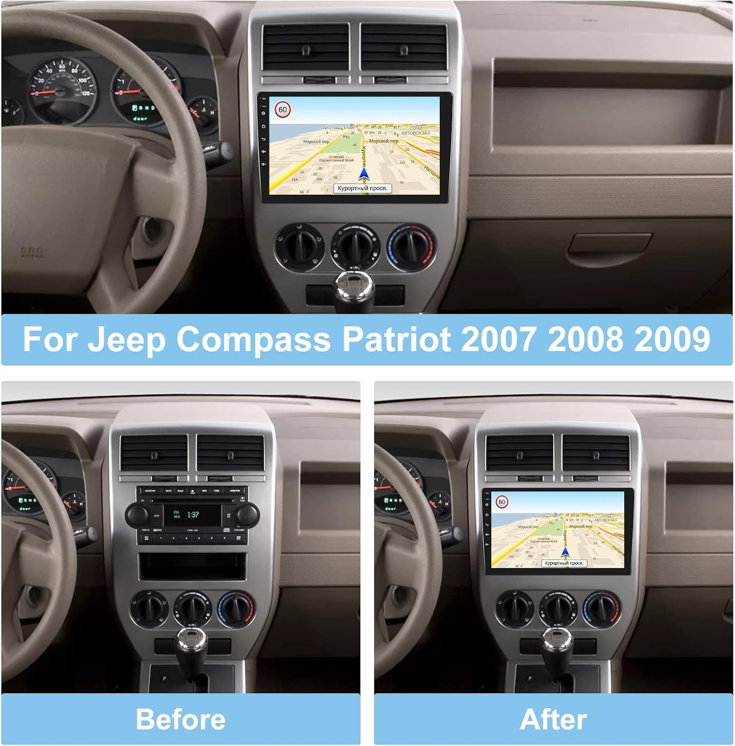 [2G+32G] Car Radio for Jeep Compass Patriot 2007 2008 2009, for Jeep Compass 2007-2009 Can Be Used with 10.1-Inch Stereo image number 4