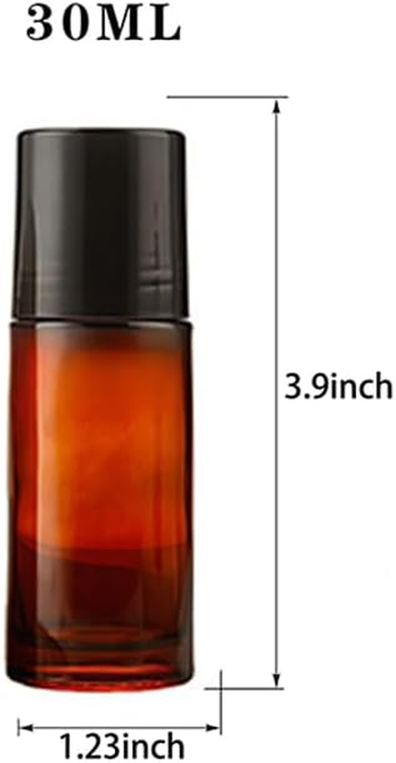 Mashano 4 Piece Empty 30Ml Amber Glass Essential Oil Bottles with Tumblers - Refillable Leak Proof Empty Thick Amber Glass Bottles image number 3