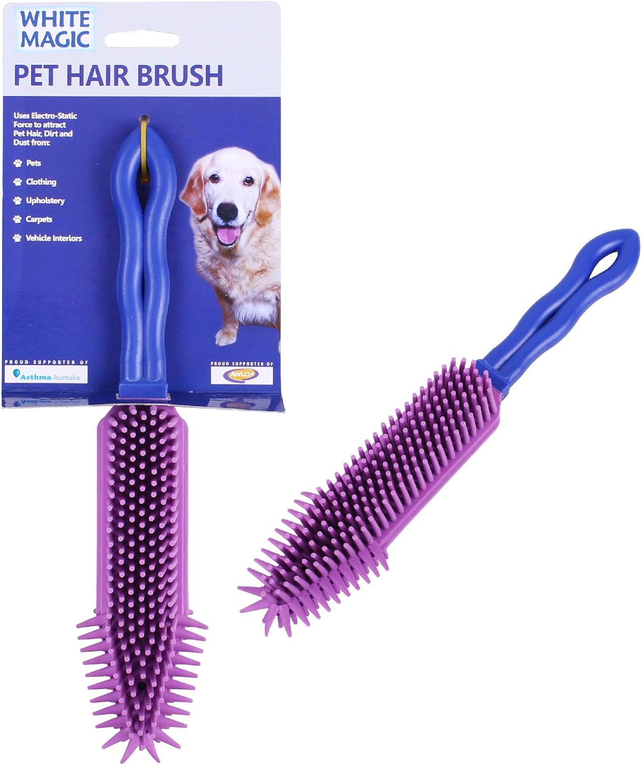 White Magic Pet Hair Brush &ndash; Natural Rubber Bristles for Removing Pet Hair, Dust & Dirt &ndash; Long Handle, Unique Head Design for Corners & Tight Spaces &ndash; Ideal for Pets, Carpets, Upholstery & Cars (27 &times; 5 Cm) image number 2