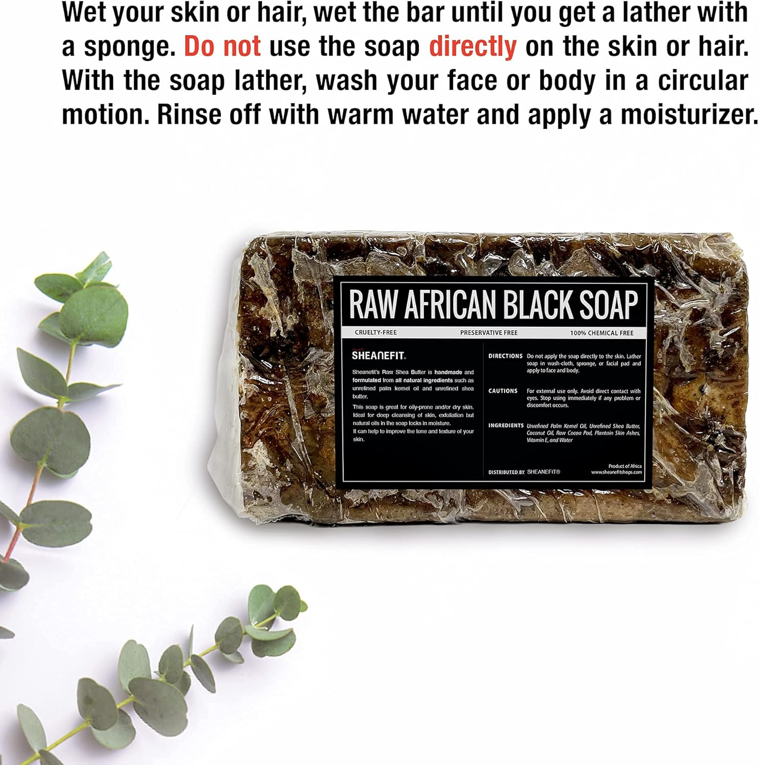 Sheanefit Raw African Black Soap Bar - 1 to 10 Lbs Various Size by (African Black Soap, 2Lbs) image number 3