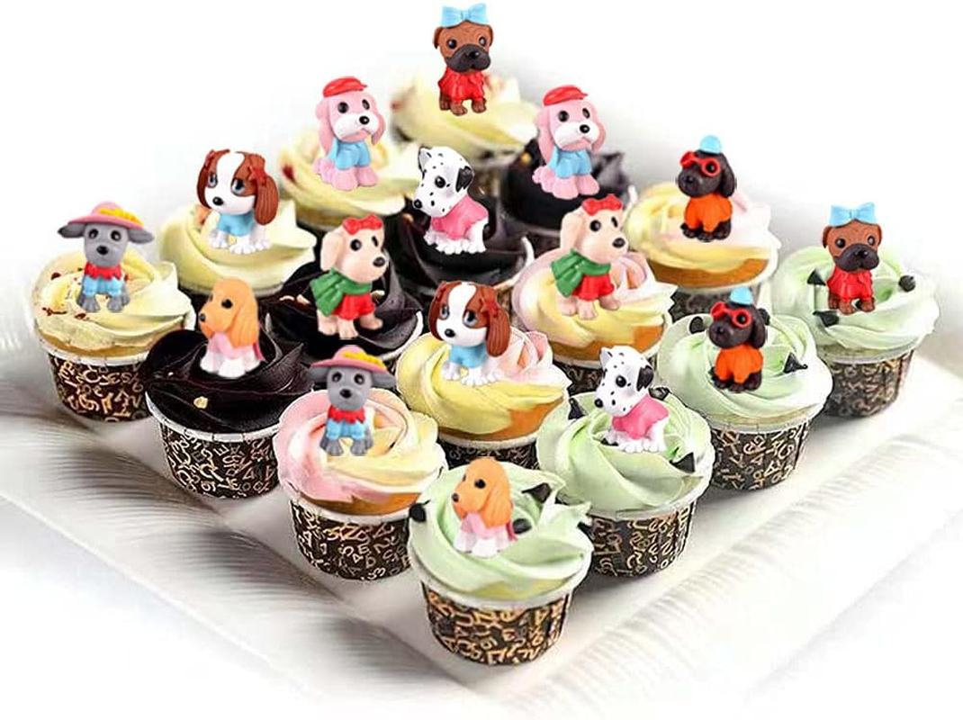 8Pcs Dog Cake Topper, Puppy Cake Topper Cupcake Topper, Mini Dog Puppy Figurines Toy, Dog Cake Decorations for Kids Birthday Baby Shower Dog Animal Theme Party Supplies image number 5
