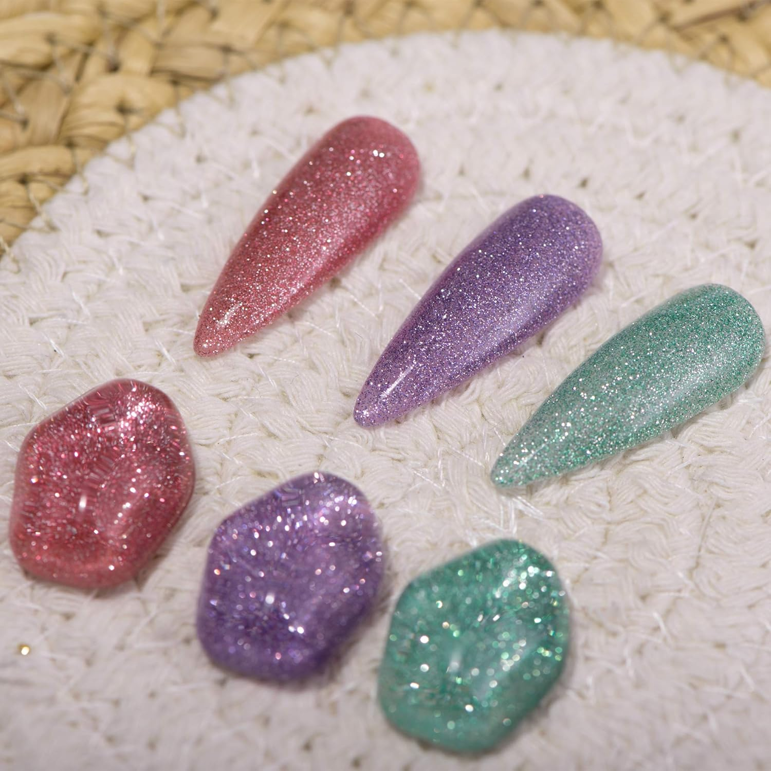 Joligel Glitter Gel Nail Polish Set 6Pcs Diamond Shine Super Sparkly Red Purple Blue Silver Gold Green, Soak off UV LED Gel Polish Manicure Nail Lacquer Kit, 10ML Each Bottle image number 4