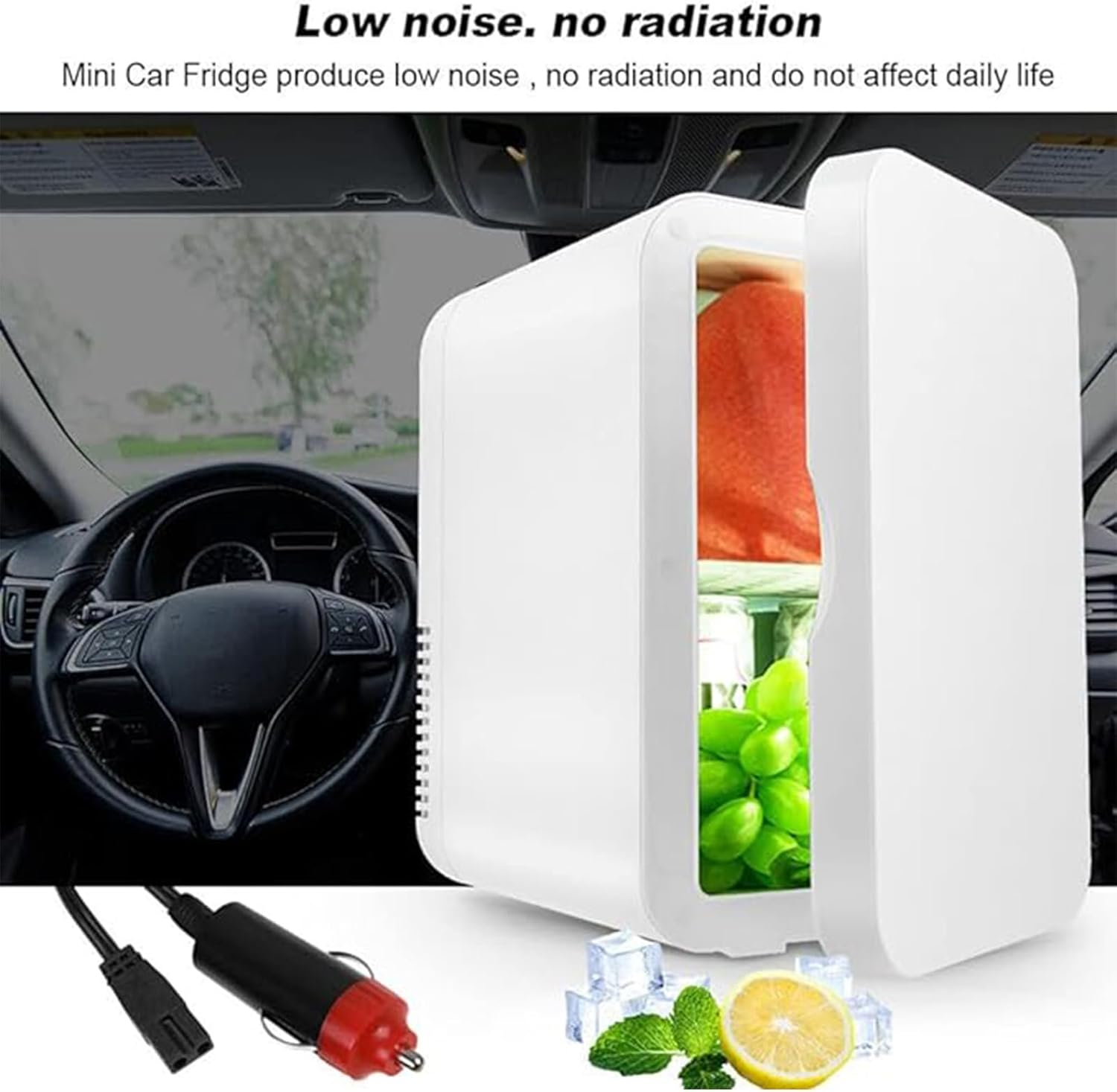 TECHVIDA Portable Mini Refrigerator 8L, Bedroom, Car, Travel, 220V AC/12V DC, White, 1 Door, 1 Shelf, 8L Capacity, 1 Star Energy Efficiency image number 2