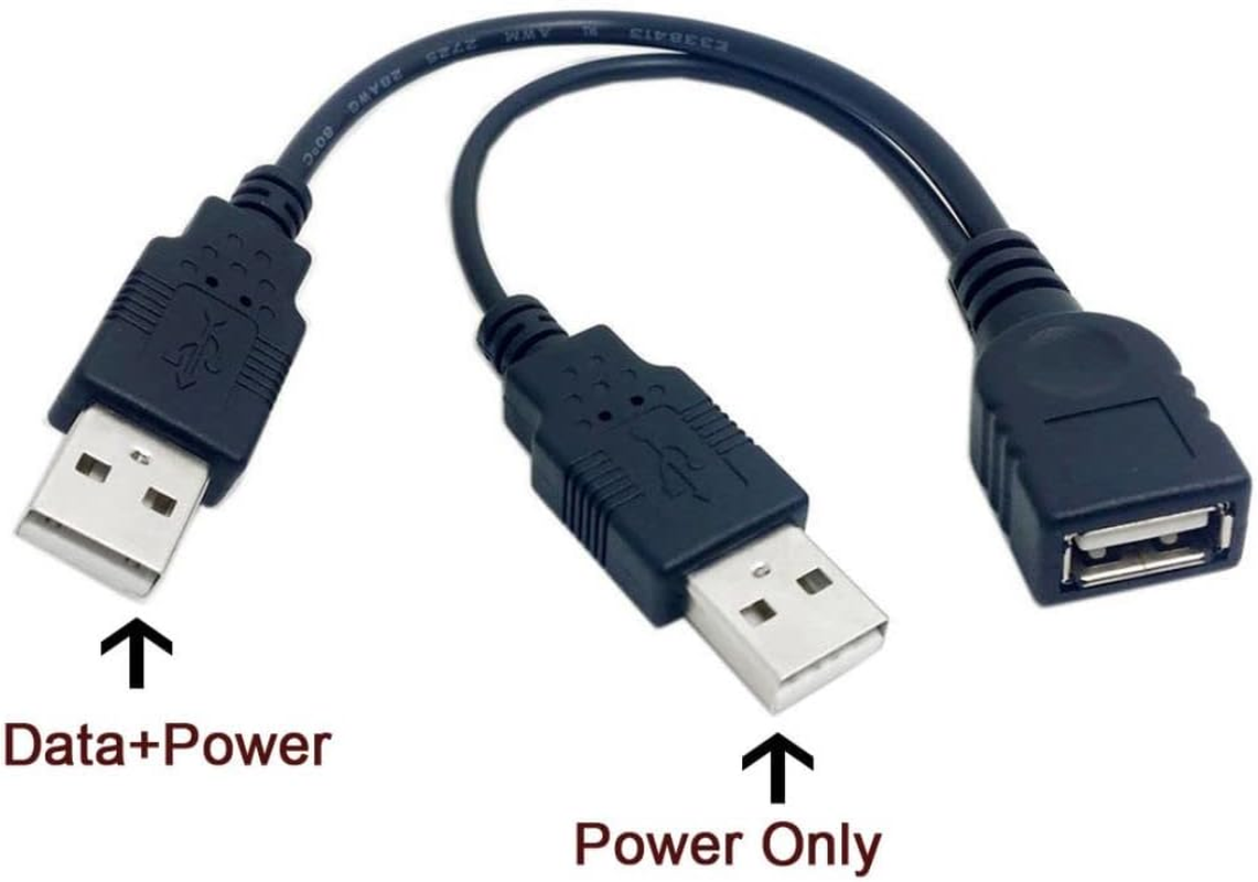 CY USB 2.0 Type a Female to Dual Type a Male Extra Power Data Y Cable for 2.5" Hard Disk image number 5
