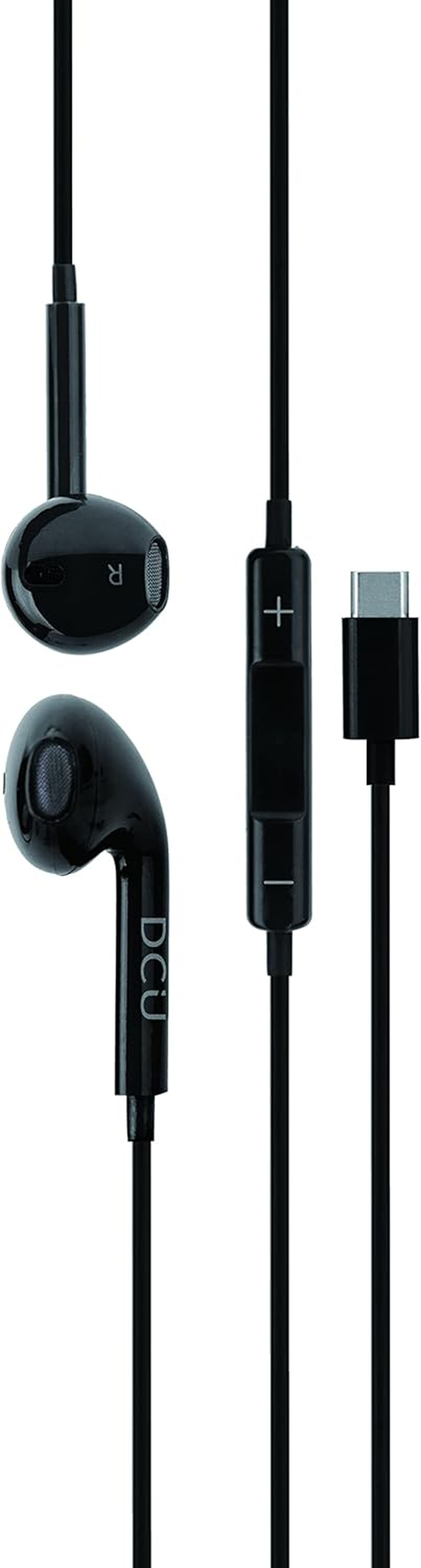 DCU TECNOLOGIC, Headphones, Wired Headphones with USB Connector, Microphone and Volume Control, Type C with Stereo Sound, Black image number 1