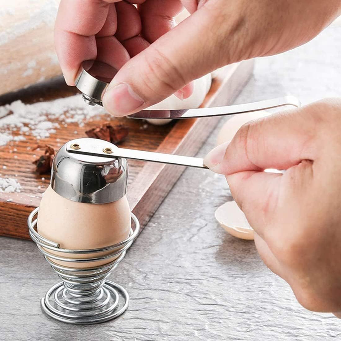 Pubiao Stainless Steel Egg Topper, Egg Opener Kitchen Gadget for Raw or Soft Hard Boiled Egg, Dishwasher Safe image number 5