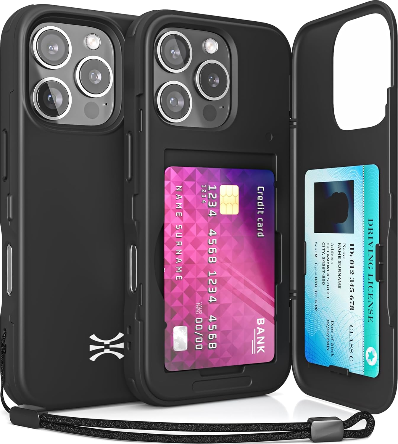 TORU for Iphone 16 Wallet Case with Card Holder, Hidden ID Credit Card Slot Flip Kickstand, Slim Fit Shockproof Heavy Duty Phone Cover with Strap - Green