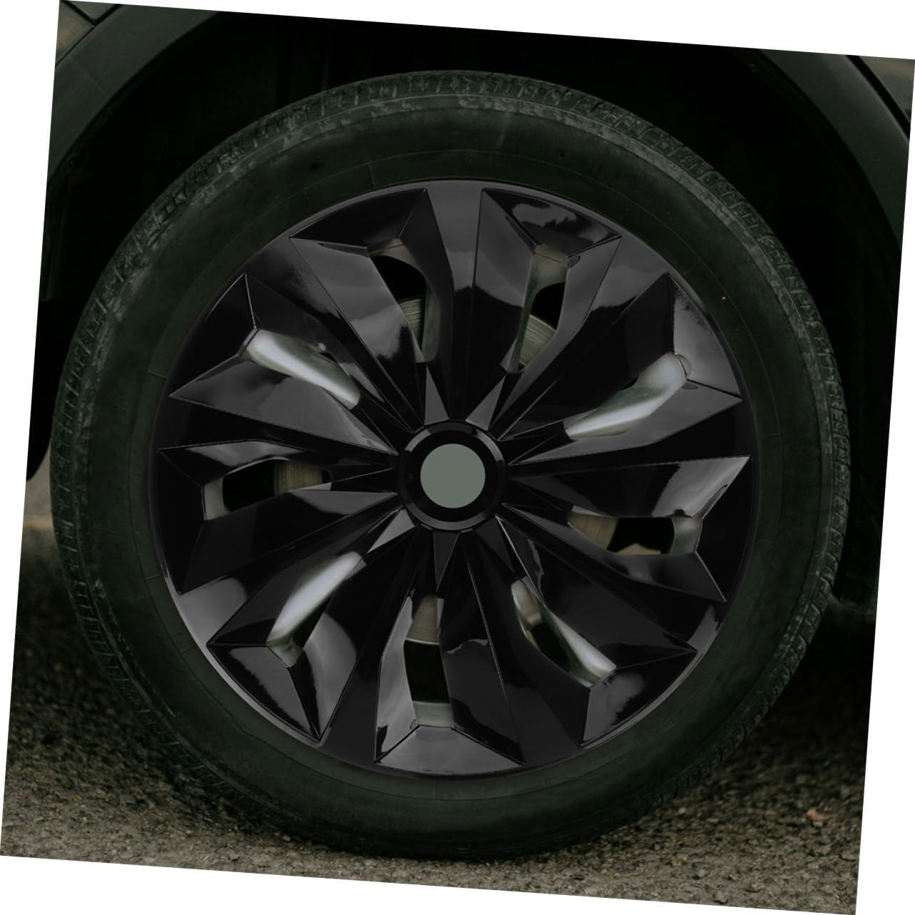 TOPPERFUN 14 Inch Car Wheel Hub Cap Universal Rim Cover Hub Center Cap for Trucks and Cars Black Sturdy Wheel Decoration for City and Off-Road Driving image number 4