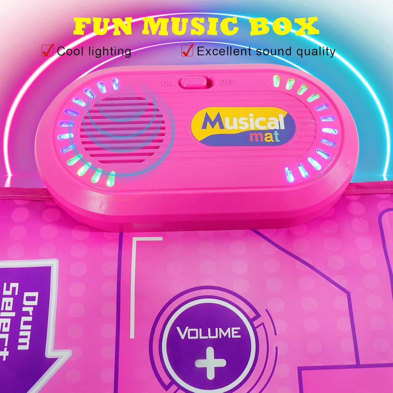 Musical Toys for Toddlers 3+ Piano Keyboard & Drum Mat, Music Sensory Play Mat Baby Toys for 3 Year Old Developmental Toddler Girl Toy Age 3+ Birthday Valentines Gifts for 3+ Year Old Girls Present