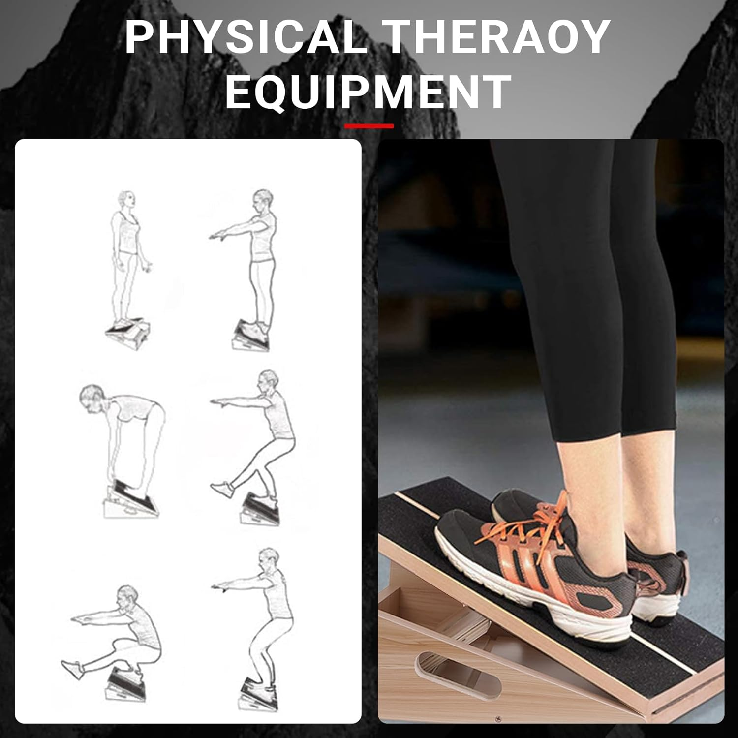 LI FITNESS Professional Slant Board for Calf Stretching Adjustable Incline Board Squats Calf Stretcher Wood Squat Wedge Footrest for Knees Ankle Heel Feet Leg image number 3