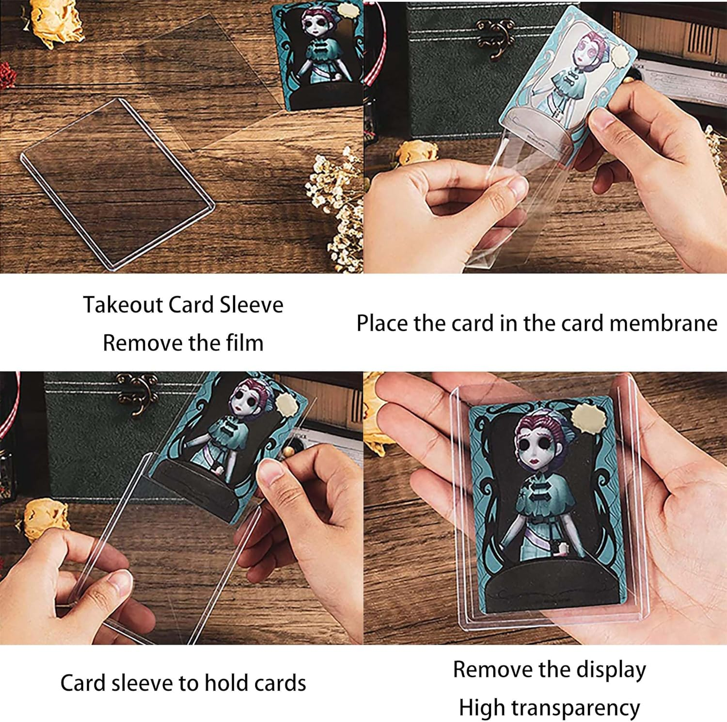 200 Pcs Top Loaders Binde Trading Card Sleeves for Cards (Transparent 10.2&times;7.6Cm) image number 3