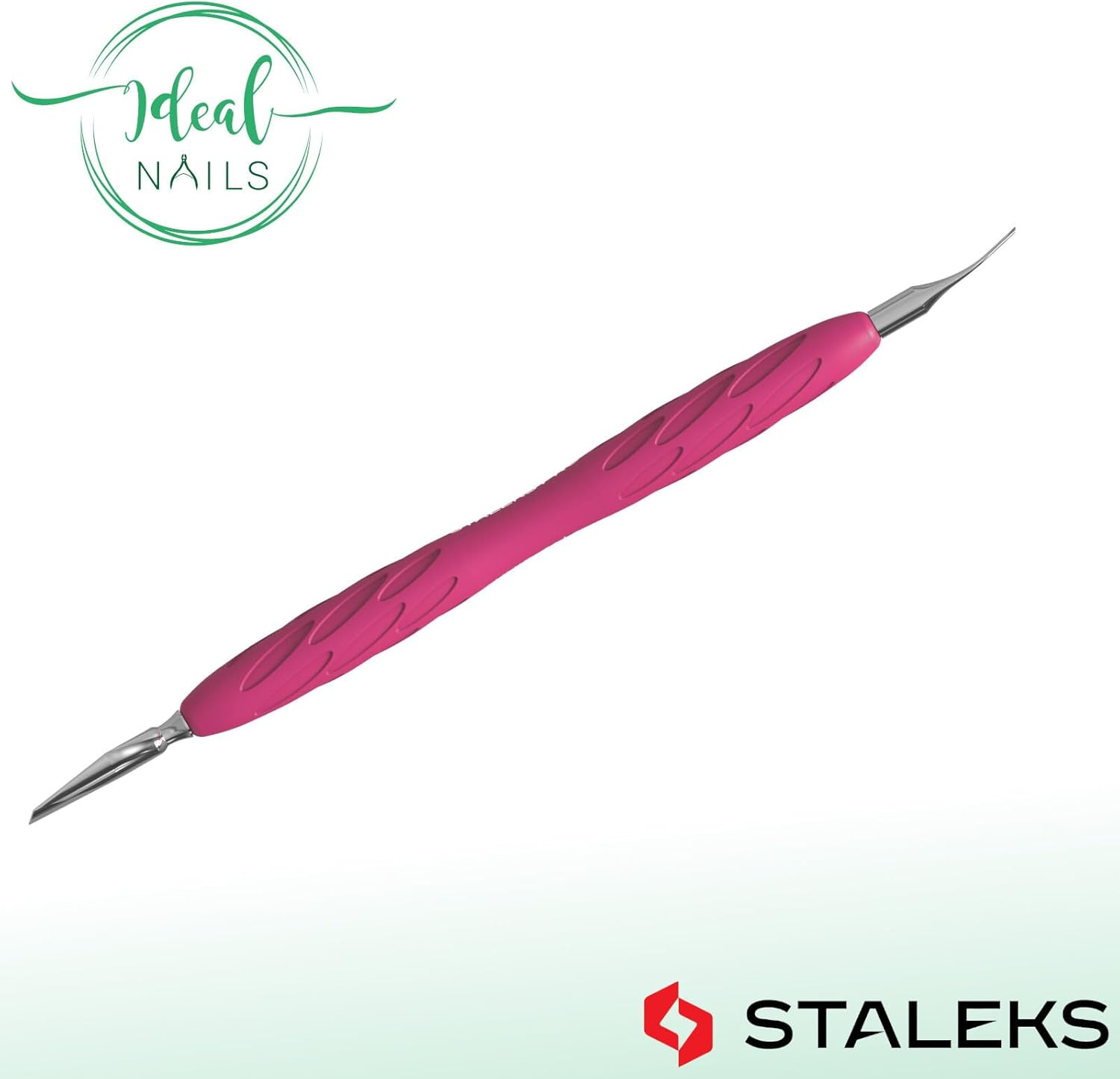 STALEKS UNIQ PQ-10/4.2 Double Manicure Instrument with Silicone Handle (Narrow round Pusher + Curved Scraper) image number 5